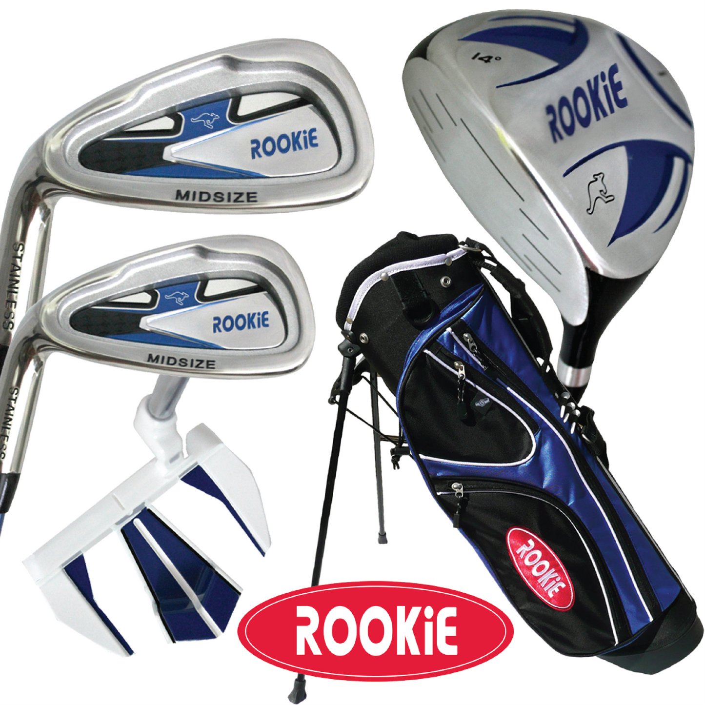 Rookie - Kids Golf Set LH - 5 Piece Blue 4 to 7 YRS