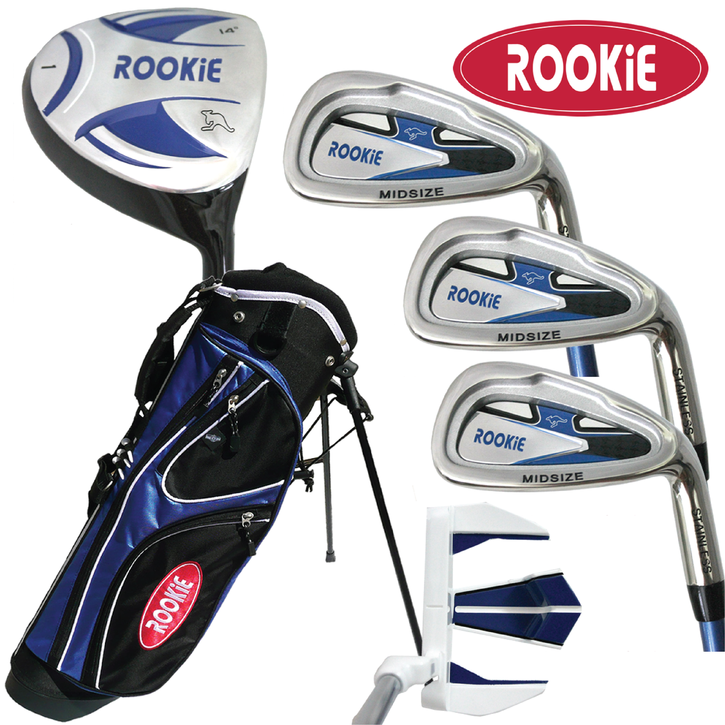 Rookie - Kids Golf Set RH - 6 Piece Blue 4 to 7 YRS