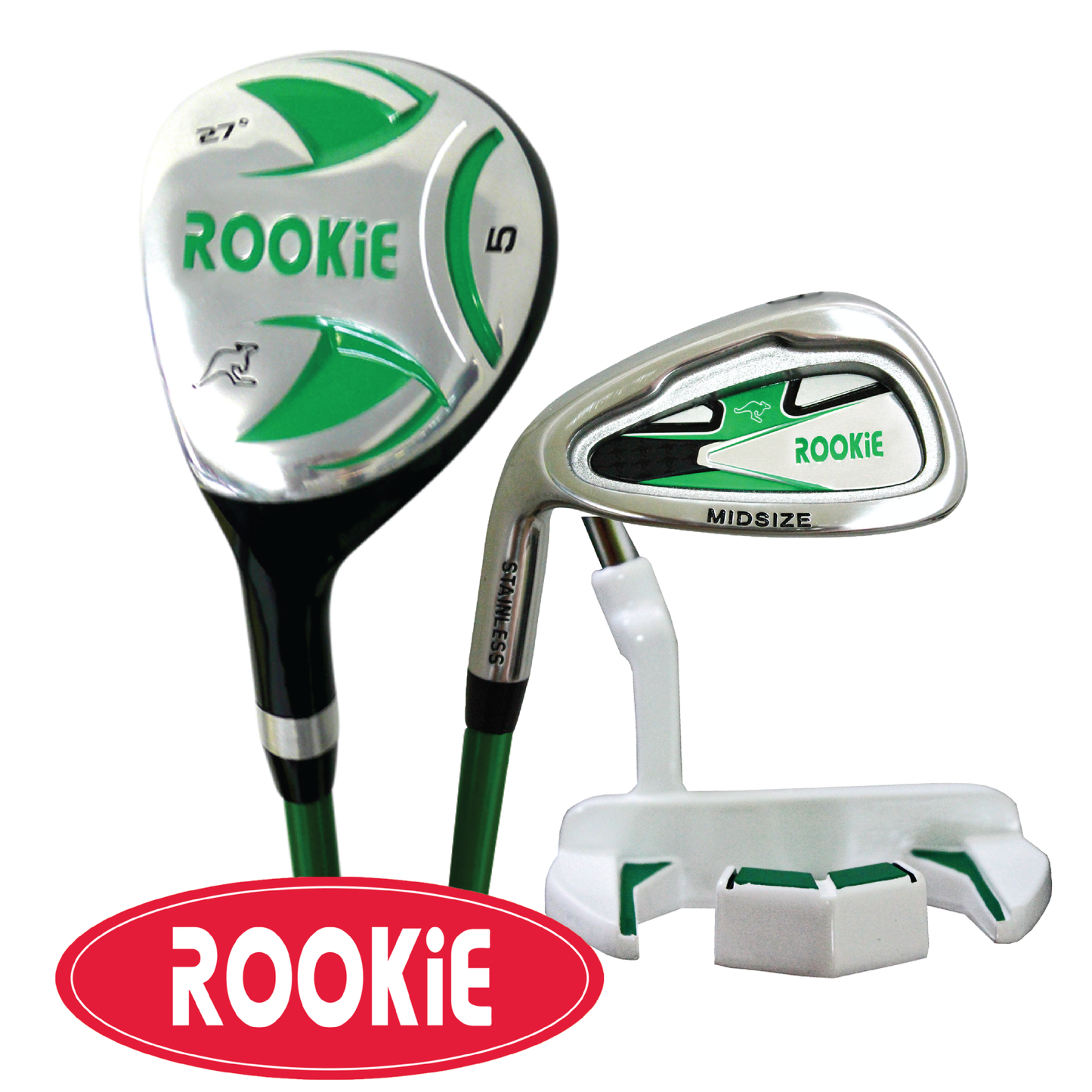 Rookie - Kids Golf Set LH - 3 Piece Green 7 to 10 YRS