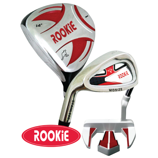 Rookie - Kids Golf Set LH - 3 Piece Red for 10 Yrs & Over