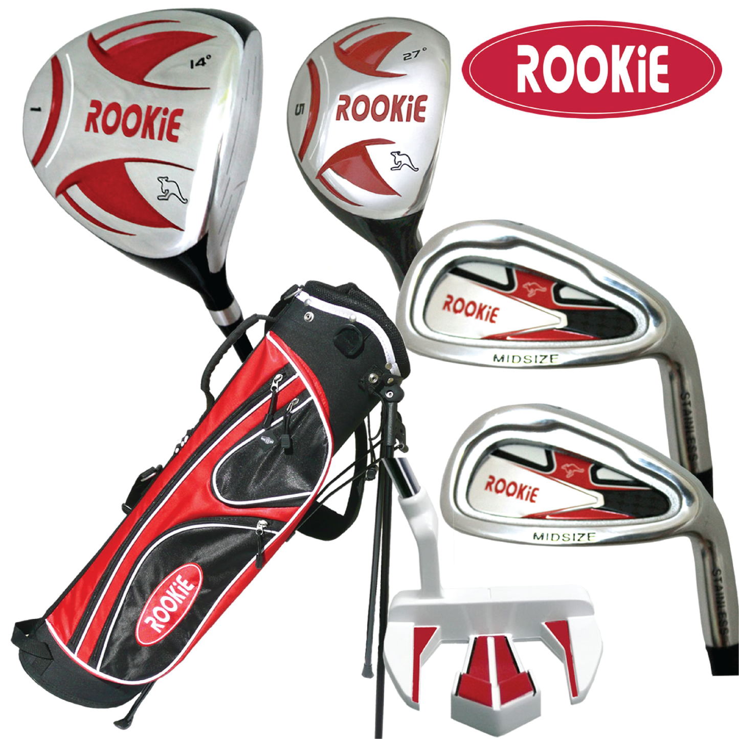 Rookie - Kids Golf Set RH - 6 Piece Red for Kids 10 Yrs or Over